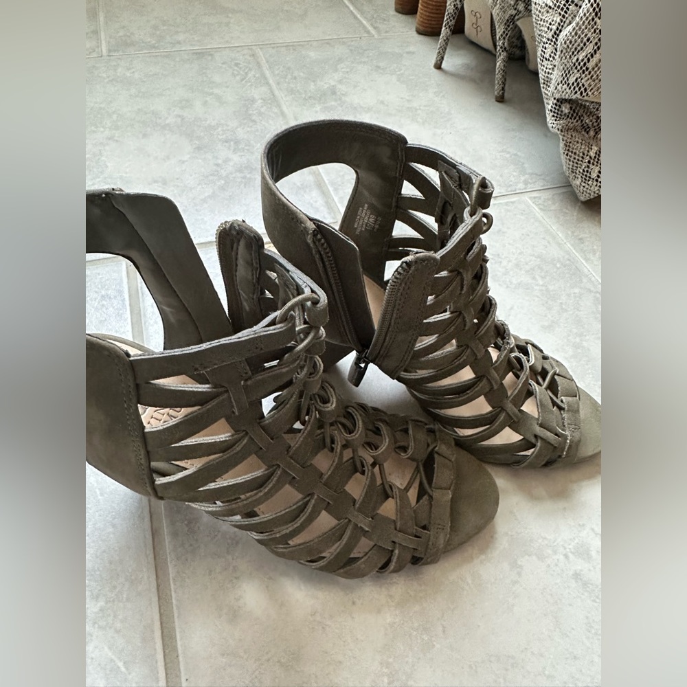 Vince Camuto Olive Open Toed Ankle Booties